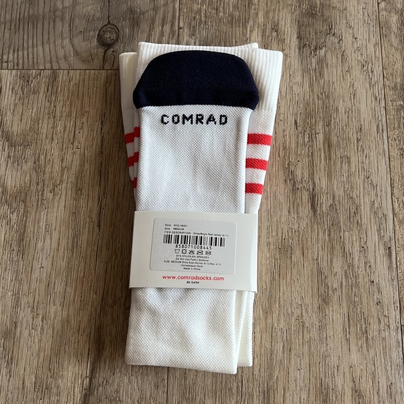 NWT Comrad White/Bright Red Varsity Compression Socks. - Picture 3 of 4
